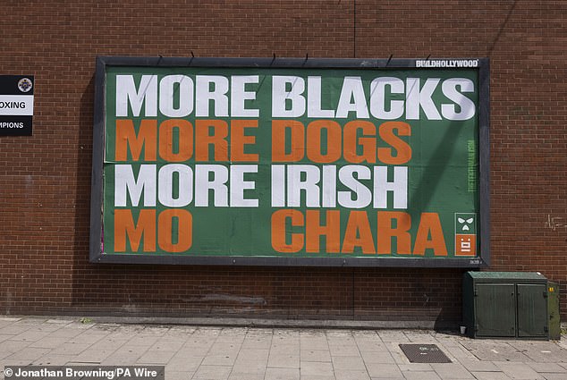 A billboard advertisement in London yesterday, supporting Kneecap's Liam Og O Hannaidh