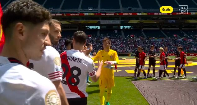 He left River Plate players bemused as he walked past them before the rest of his team engaged in handshakes