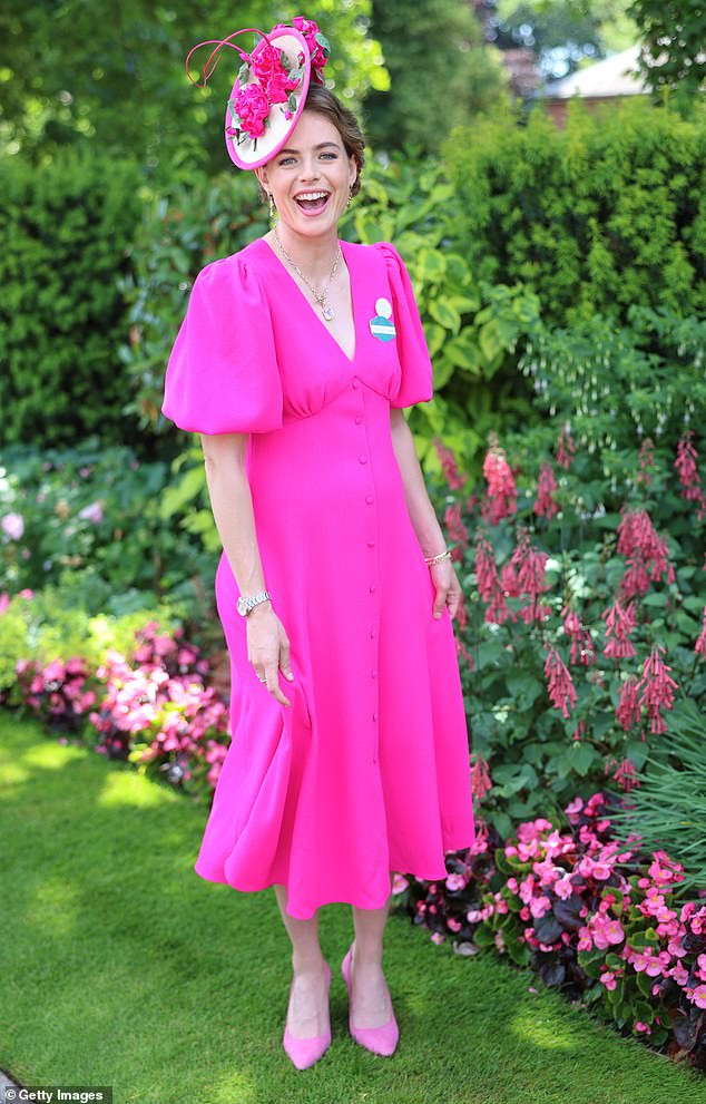 Hot pink! TV presenter Rosie Turner looked stylish in a fuchsia dress and matching accessories