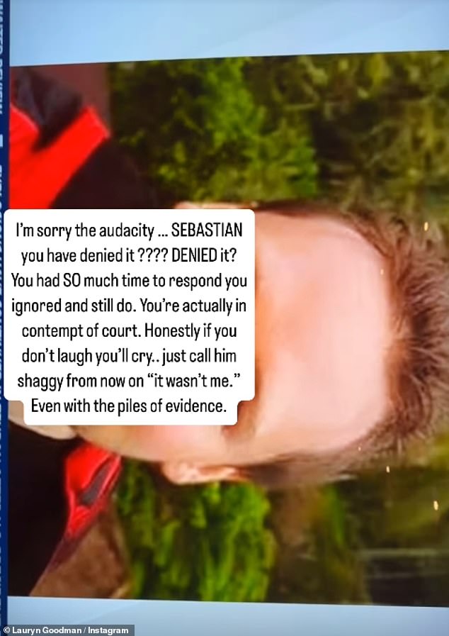 Responding to Sebastian's comment that he 'strongly denies ruining anyone's life', Lauryn penned: 'I'm sorry the audacity.... SEBASTIAN you have denied it???? DENIED it?'