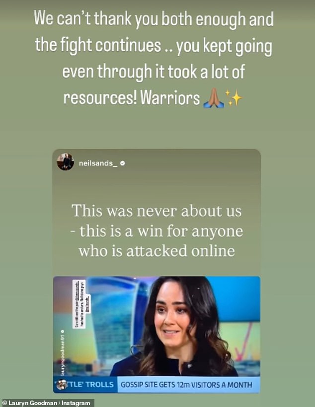 Thanking Donna and Neil for their work she praised them for being: 'Warriors'