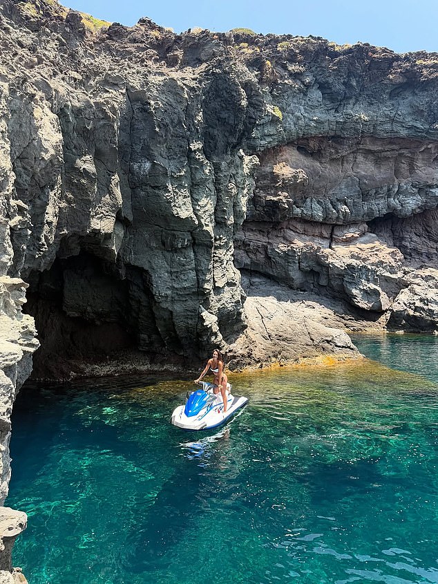 Vazquez shared photos of her on a jet ski on the island of Pantelleria in the south of Sicily