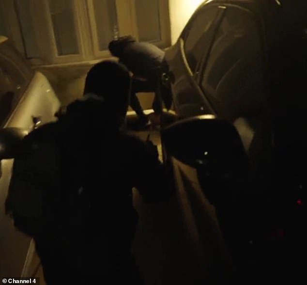 Around two thirds of car thefts last year were keyless vehicles, data shows (Pictured: T and accomplice 'stealing' an already stolen car)