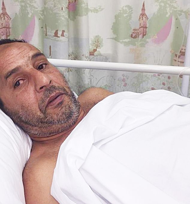 Omar Zouhri, 58, of Aylesbury, was bitten by the rabid animal while he was on holiday with his family in August 2018. This is the last photo of him in hospital shortly before he died
