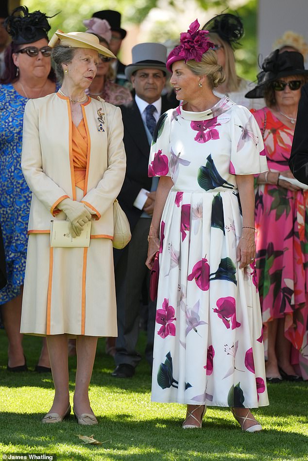 The Princess Royal and the Duchess of Edinburgh chat to one another during the second day