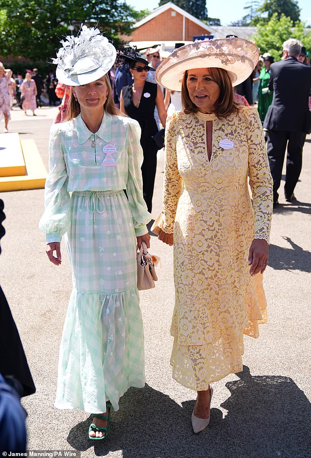 The Princess of Wales' mother Carole Middleton and James Middleton's wife Alizée Thevenet put on a stylish display as they attend the second day of Royal Ascot