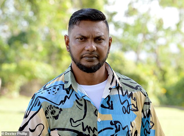 One of the divers, Christopher Boodram (pictured), 39, managed to escape after an unimaginable three-hour ordeal