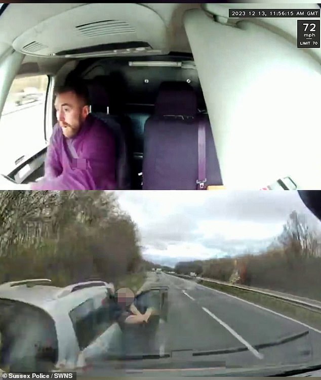 He did not see the driver who had broken down and who was getting out of their vehicle when Cole came crashing into him