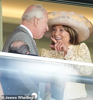 Charles chats to Carol Middleton during the second day of Royal Ascot