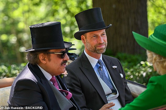 William was sat next to Prince Saud bin Khalid Al-Saud, a member of the ruling royal family of Saudi Arabia, in the carriage