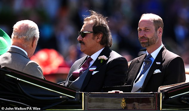 The Prince of Wales appeared to be deep in thought during one moment of the carriage procession