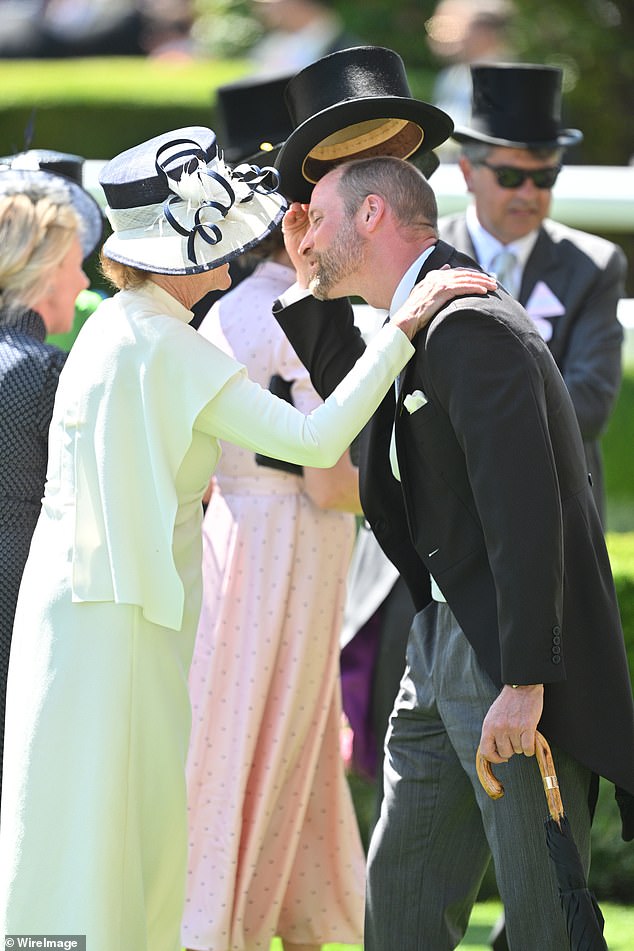 The Prince of Wales greeting a guest at the second day of Royal Ascot