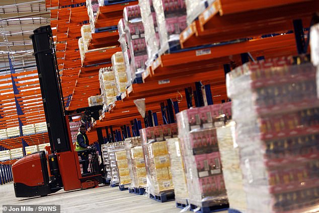 According to Unite, Encirc is a 'very profitable company' with a turnover of over £600M, supplying all the big supermarkets with bottles, boxes and bags of wine. Pictured: The wine bottling facility in Avonmouth, Bristol