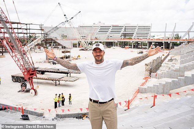 As well as sharing snaps of the models of the new stadium, David also posed on the vast building site that will eventually be Inter Miami's new home