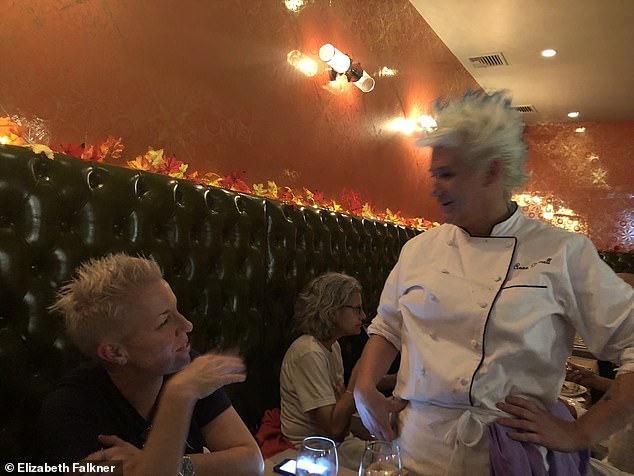 Falkner told Daily Mail, 'I'm just bummed. I feel like [our friendship] just got cut really short fast' (pictured is an exclusive photo of Falkner with her pal at Burrell's former Brooklyn restaurant, Phil And Anne's Good Time Lounge, shared with Daily Mail)