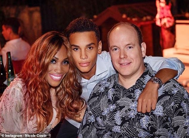 In his conversations with the police, as per Le Monde, Palmero claimed that himself and Albert's childhood friend and lawyer Thierry Lacoste, who was also dismissed, 'handled' matters in regards to Alexandre's mother Nicole Coste (left), including the birth and recognition of their son (centre)
