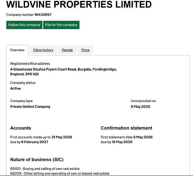 But away from his TV career, Wynne appears to be exploring other avenues as he has set up a new property investment business called Wildvine Properties Ltd, with the nature of the firm being buying and selling real estate and lettings