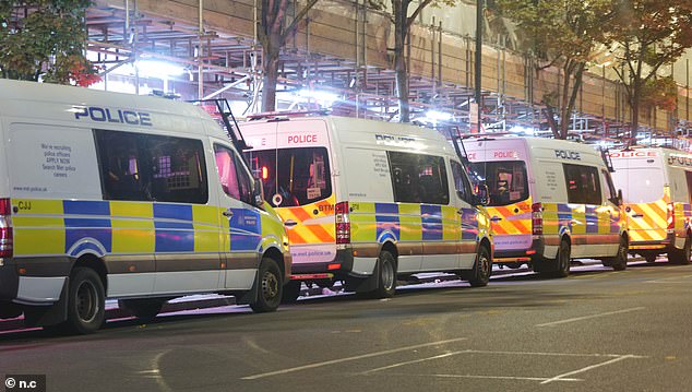 Police lined up in Notting Hill amid the aftermath of the carnival as the Met said 330 people had been arrested over the course of the festival last year
