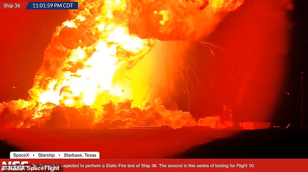 The Starship's nose suddenly burst open - creating a massive ball of fire