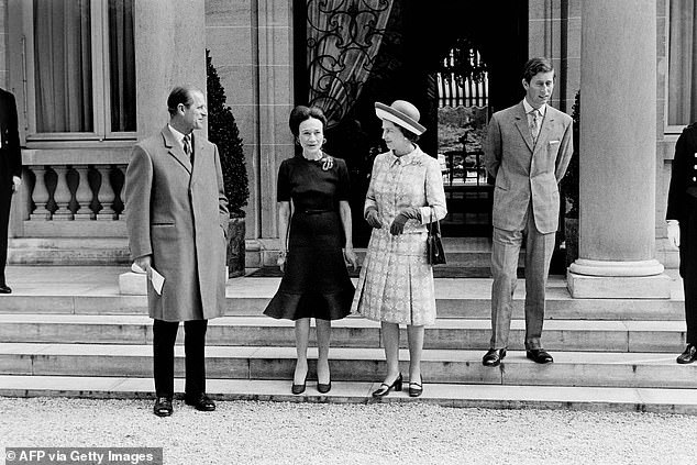 Wallis with Prince Philip, Prince Charles and the Queen. Wallis and Edward hurled childish insults at the King and Queen who they referred to as 'Mr and Mrs Temple'