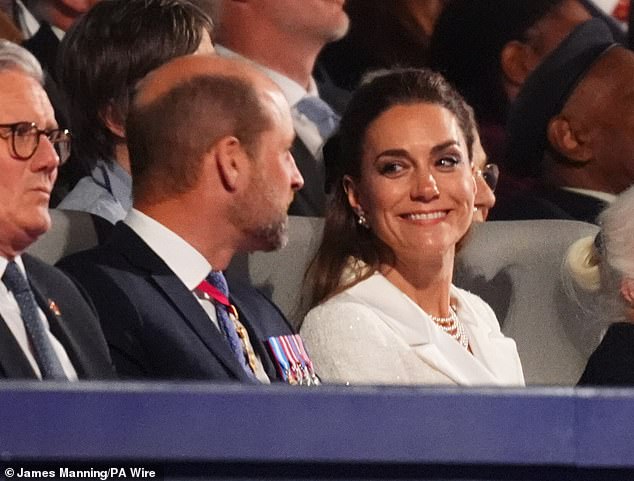 William and Kate share a look of love at the concert celebrating the 80th anniversary of VE Day