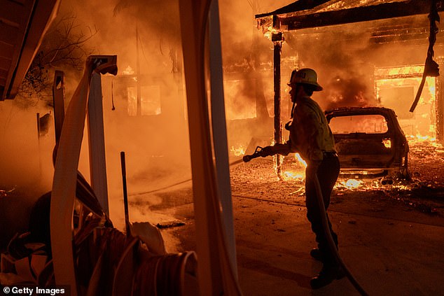 Increased surface temperatures exceeding 1.5°C risk significant increases in extreme weather events which can create the conditions for wildfires such as those that raged in LA during January (pictured)