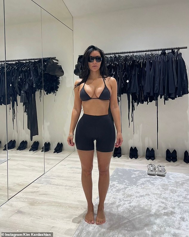 The star often shows off her tiny waist on her Instagram, usually to promote her brand SKIMS