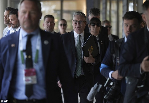 Sir Keir Starmer (pictured at the G7) chaired a crisis meeting just hours after his return from the G7 summit of world leaders as the situation spiralled
