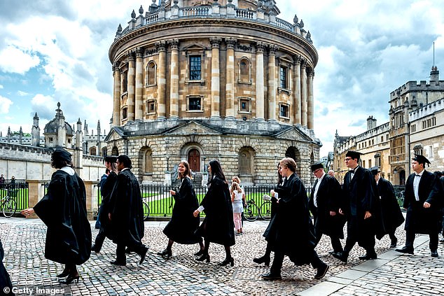 The respected Quacquarelli Symonds (QS) World University Rankings demoted the majority of our institutions, saying they are not improving as fast as those in other countries (pictured: Oxford students)