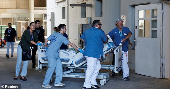 Medical staff work at Soroka Medical Center following a missile strike from Iran on Israel, in Be'er Sheva, Israel June 19, 2025. REUTERS/Amir Cohen