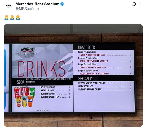 The Mercedes-Benz Stadium shared the cost of concessions in response to the original post
