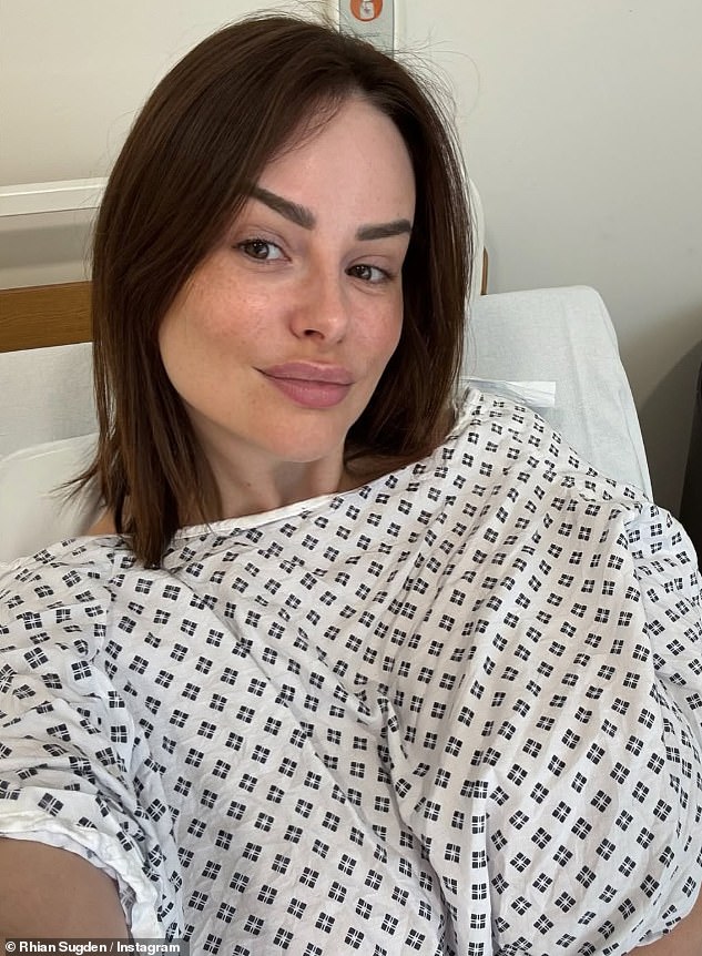 Sharing a selfie of herself in a hospital gown on Thursday, Rhian seemed elated to be getting the weight off her chest.