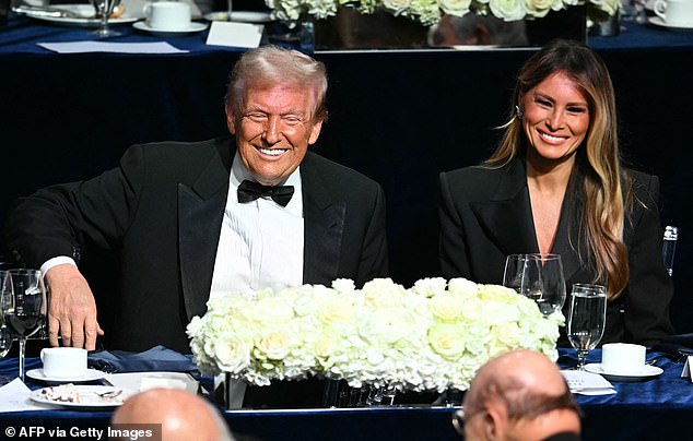 It was visible during the Al Smith Dinner in Manhattan in October where Trump joked with city elites