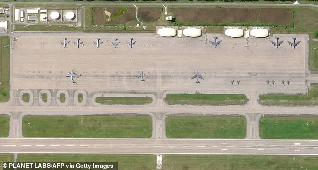 Satellite images have suggested heavy bombers were stationed at the Diego Garcia base in recent days