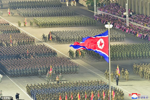 Just three weeks before acknowledging the outbreak of Covid, Kim held a massive military parade in Pyongyang
