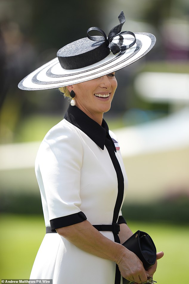 Zara Tindall looked glamorous in a monochrome chic outfit - and elegant hat