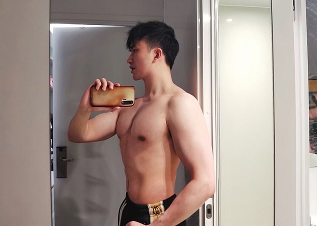 He described himself as a 28-year-old PhD researcher who 'works out often' ¿ a fact he was keen to flaunt with topless mirror selfies