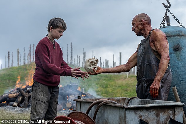 Spike (left) - played by Alfie Williams who has been dubbed a 'gem' by critics - is a 12-year-old boy whose mother Isla (Jodie Comer) is unwell, confused and depressed