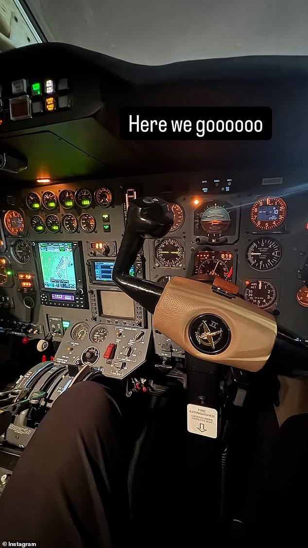 Williams shared this photo just before the jet departed from Teterboro Airport in New Jersey