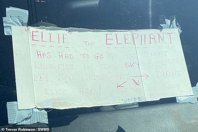 A sign that Richard wrote regarding the council confiscating the elephant slide
