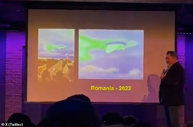 Another mistake involved a high-resolution image of a 'mothership' in 2022, which looked at first glance to be piercing through the clouds in Romania, but was later debunked as the window reflection of an indoor chandelier lamp