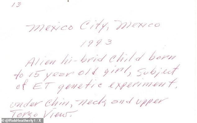 Along with the photos, Rogan presented a 1993 document claiming they depicted 'an alien hybrid child born to a 15-year-old girl, subject of an ET genetic experiment'