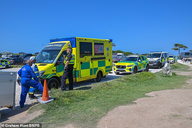Ambulance and Coastguard were in attendance along with the Coast Guard helicopter and the Air Ambulance to give assistance to the casualty on the beach beneath Swyre Head cliffs