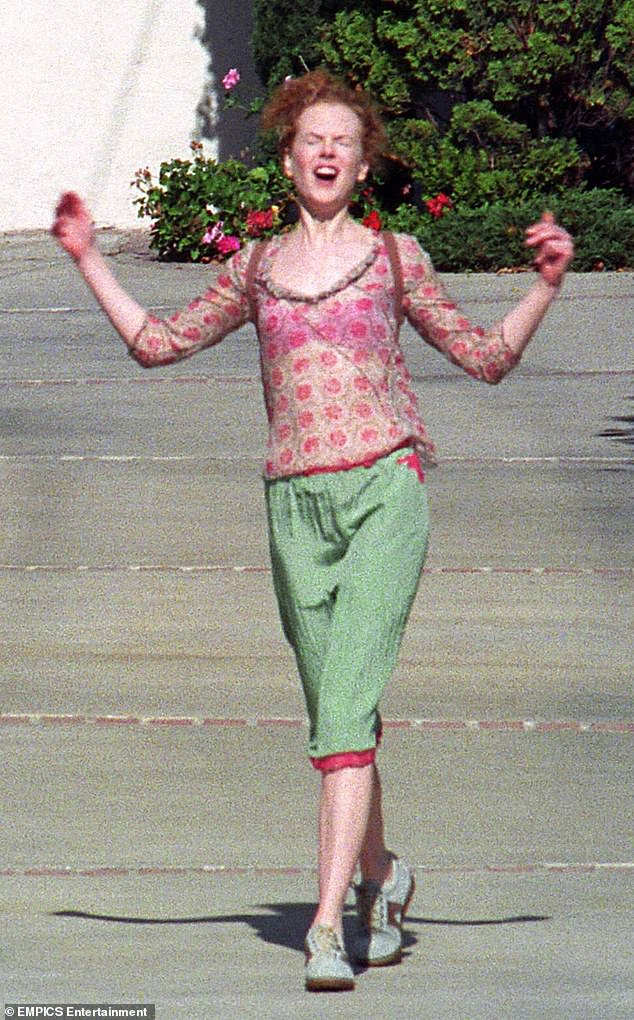 Single minded: Nicole Kidman in the celebration snap which became a viral sensation