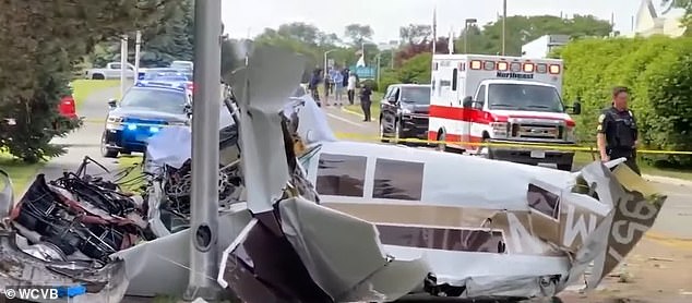 The main body of the plane was partly destroyed in the crash, as images from the scene show