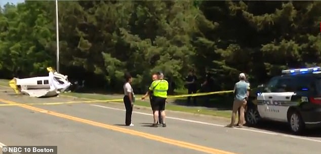Officials said a single-engine Mooney M20 aircraft hit the ground on Sam Fonzo Drive in Beverly, on the north-east outskirts of Boston, just before 9am on Thursday