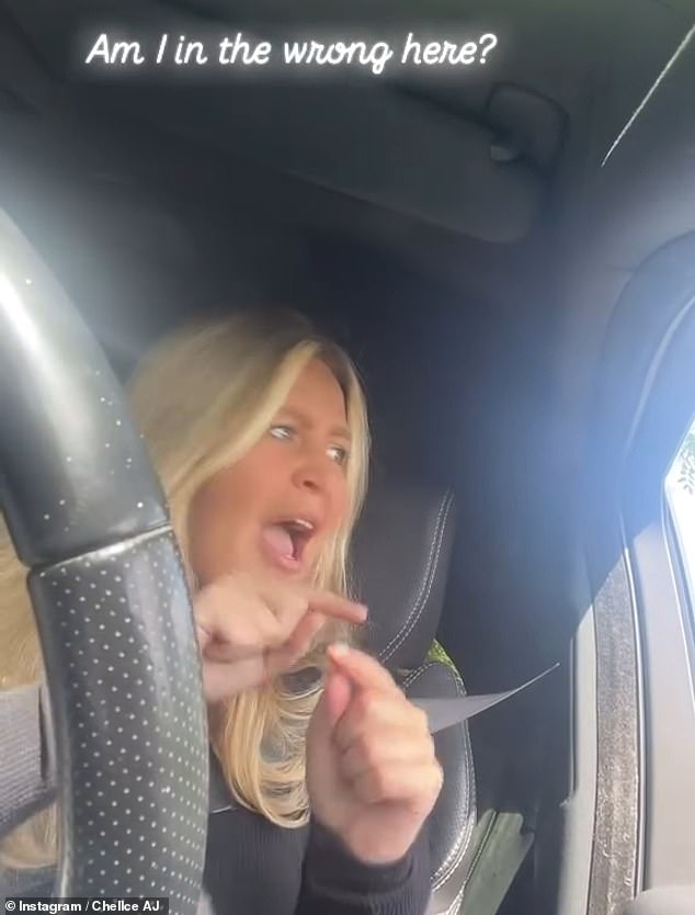 The two exchanged angry words and debated the 'rules of the road' with the cyclist accusing Chellce of acting like she 'owns the road' because she is in a 'big flashy car'