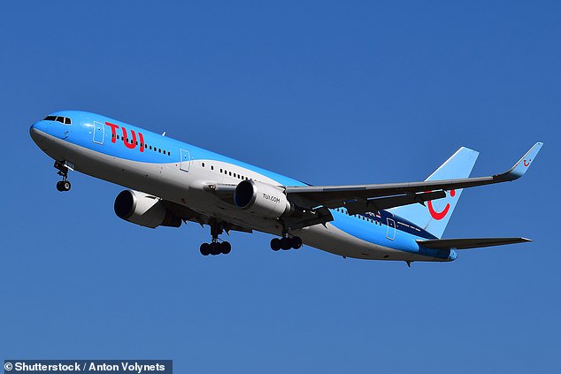 The threatening note was found by one of the crew members in the bathroom on TUI flight BY6422 as it flew over Portugal on Thursday morning. File photo of TUI plane