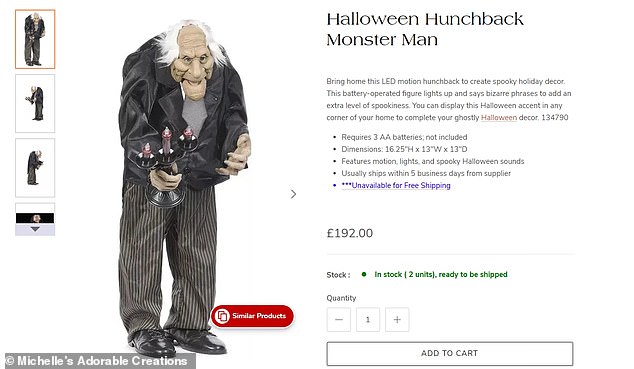 A similar ornament is available online for £192 and includes a light and spooky Halloween sounds