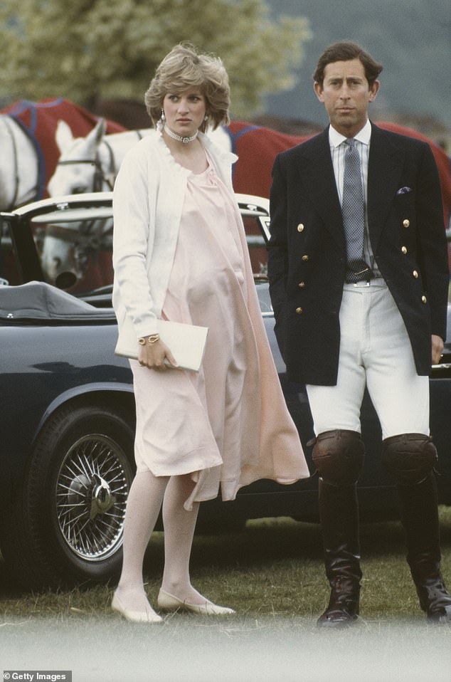 Diana at the Guards Polo Club in Windsor with Charles in June 1982 - days before she was due to give birth